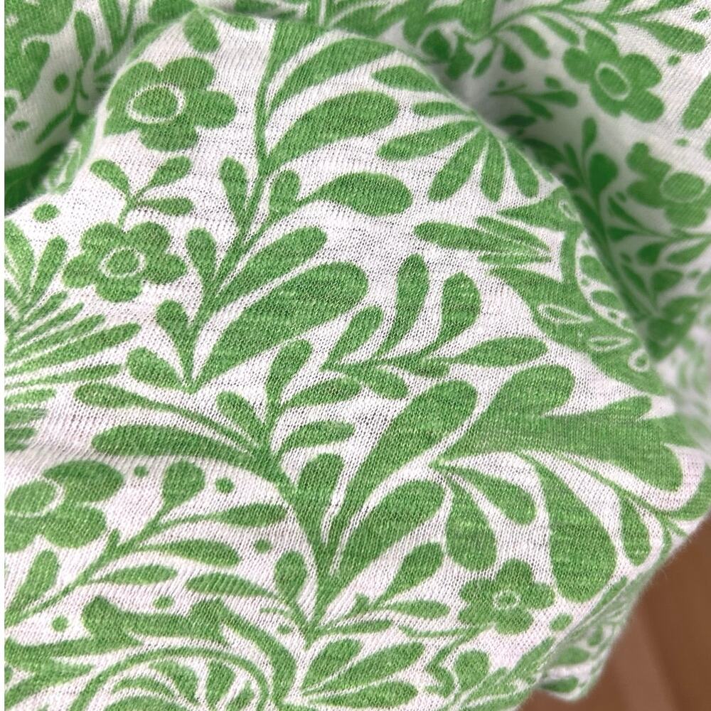 C&C California Green White Floral Linen T Shirt Top Womens L Botanical Boho - Picture 3 of 7